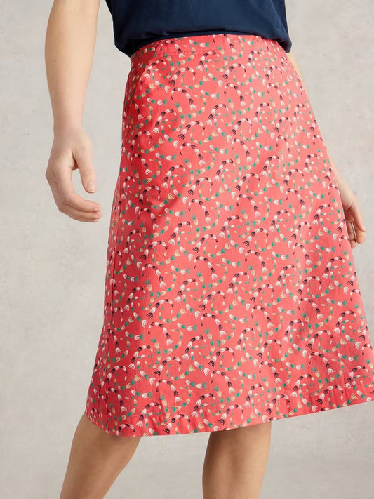 Nell Reversible Skirt in Red / BLue prits by White Stuff