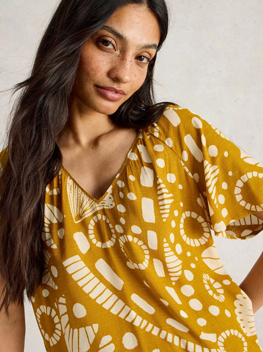 Imogen Top in Yellow Print by White Stuff