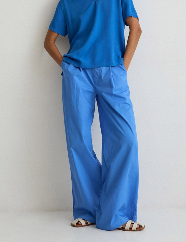 Wide-leg cotton trousers in blue by YERSE