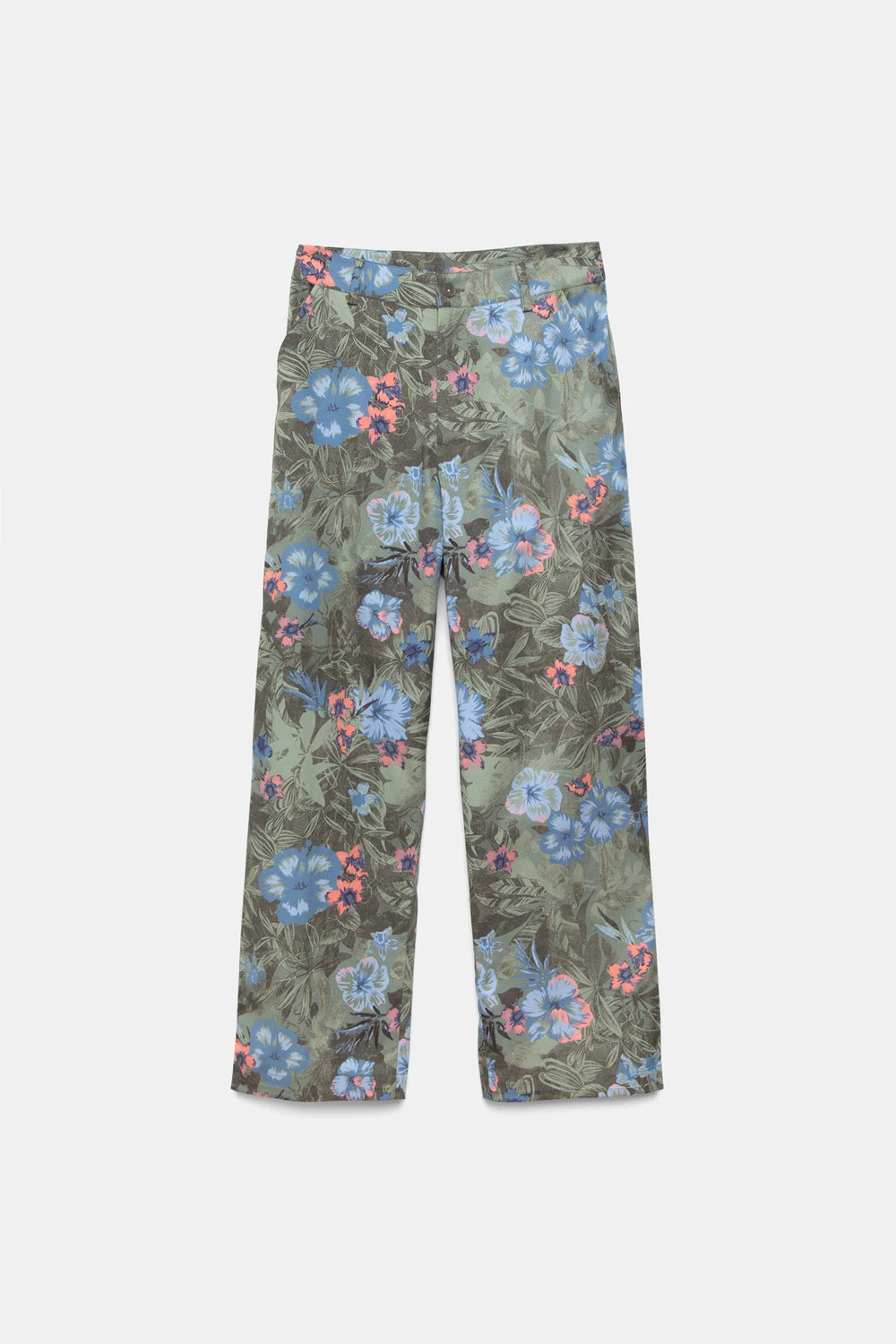 Floral print straight trousers in Green