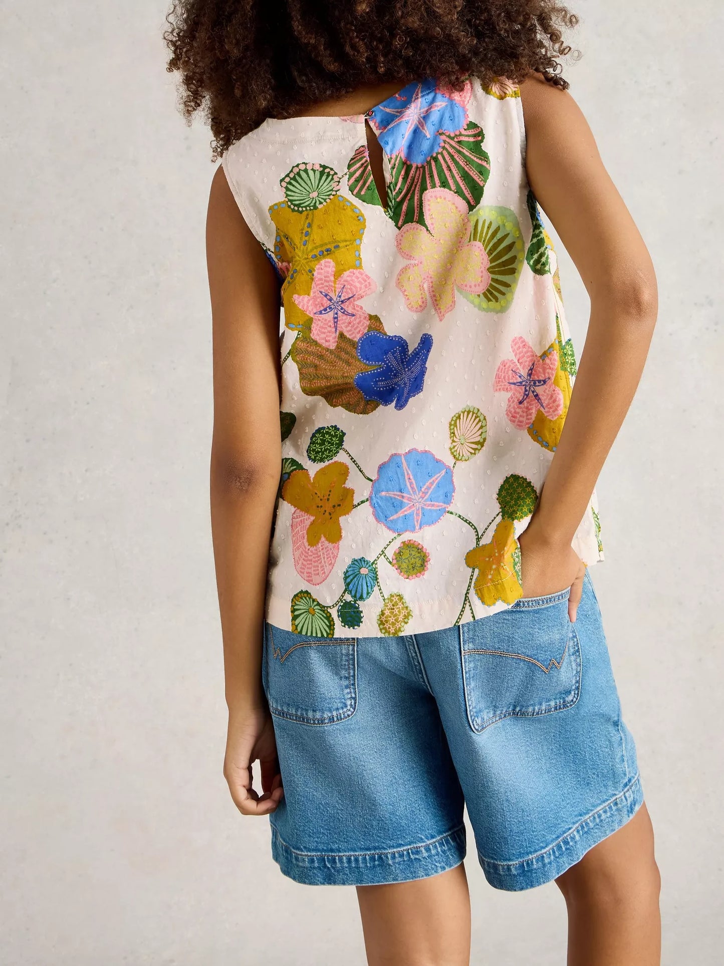 Paradise sleeveless top in Yellow Print by White Stuff