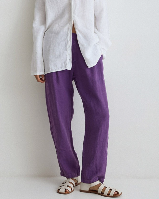 Linen purple trousers by YERSE