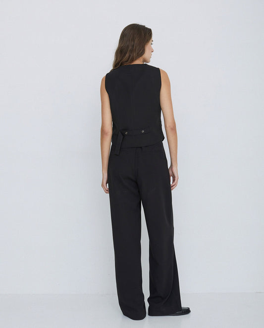 Wide Pleated Trousers in Black by YERSE
