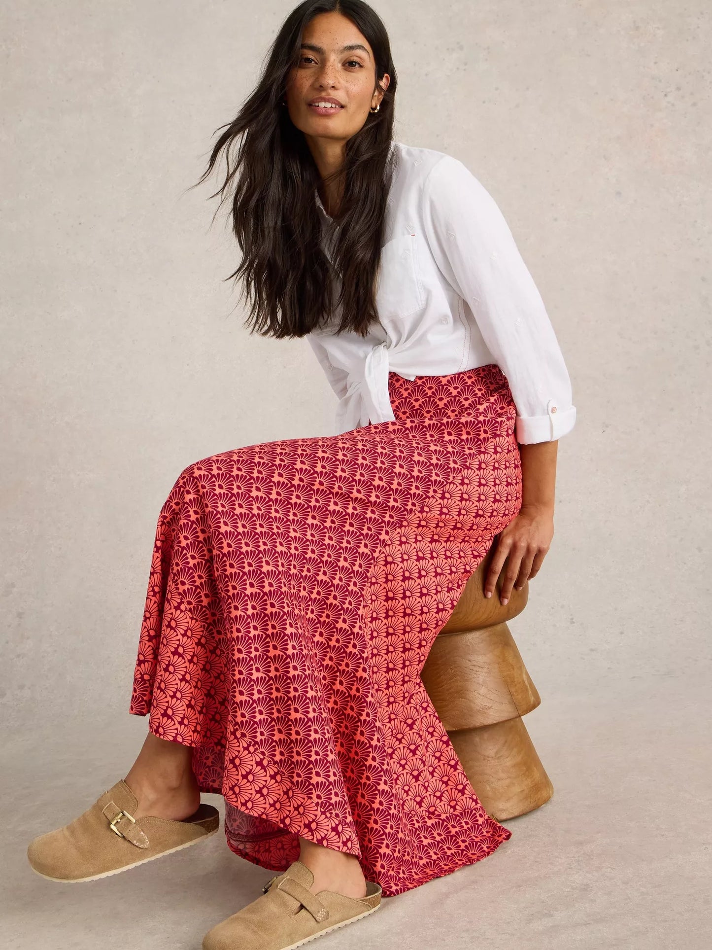 Sara Linen-Blend Maxi Skirt by White Stuff