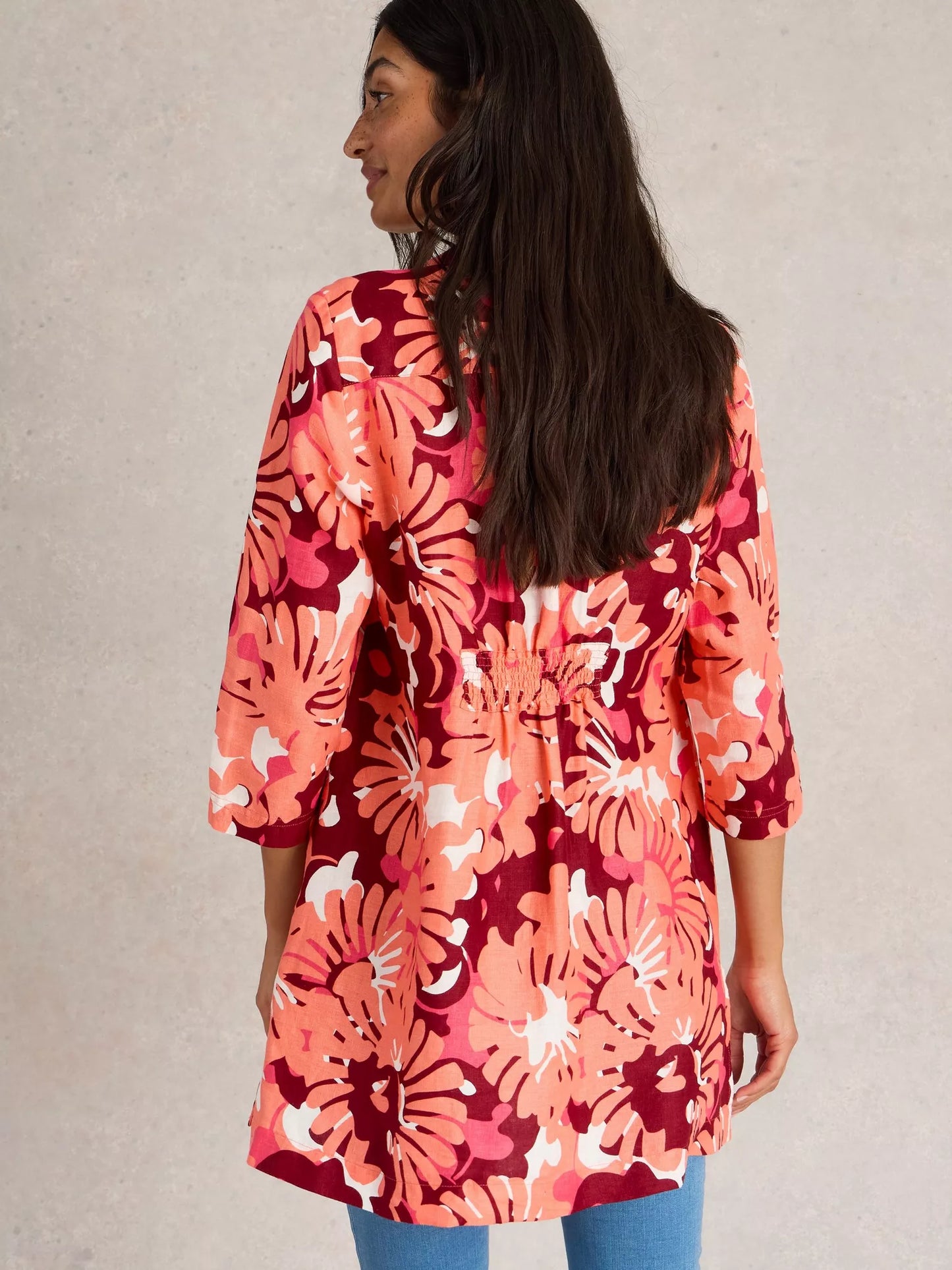 Blake Linen Tunic in Red print by White Stuff