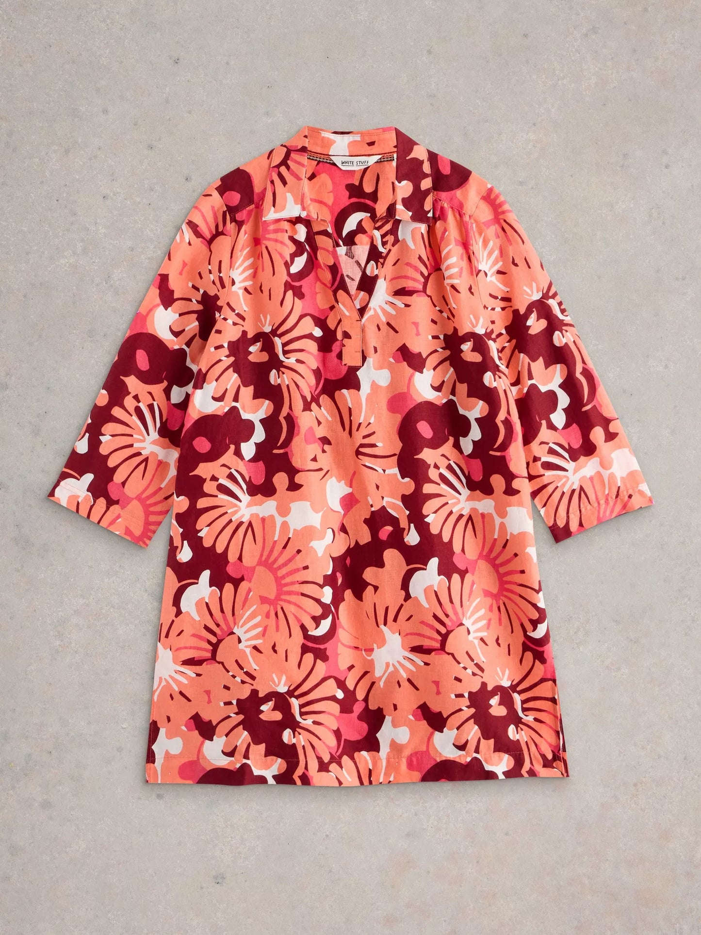 Blake Linen Tunic in Red print by White Stuff