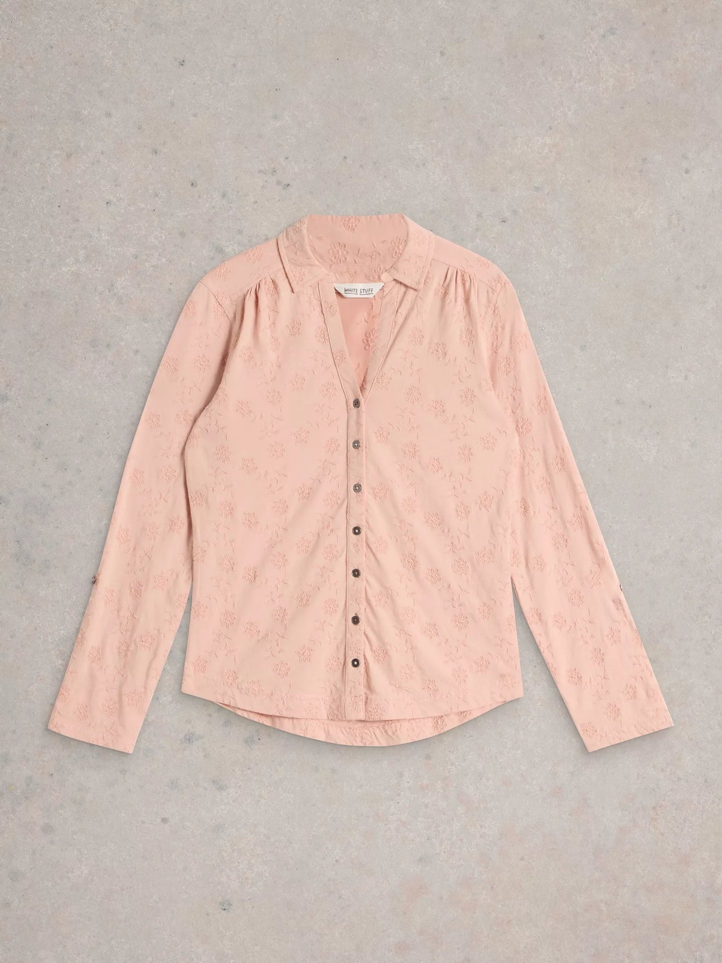 Annie Broderie Jersey Shirt in Dusty Pink by White Stuff