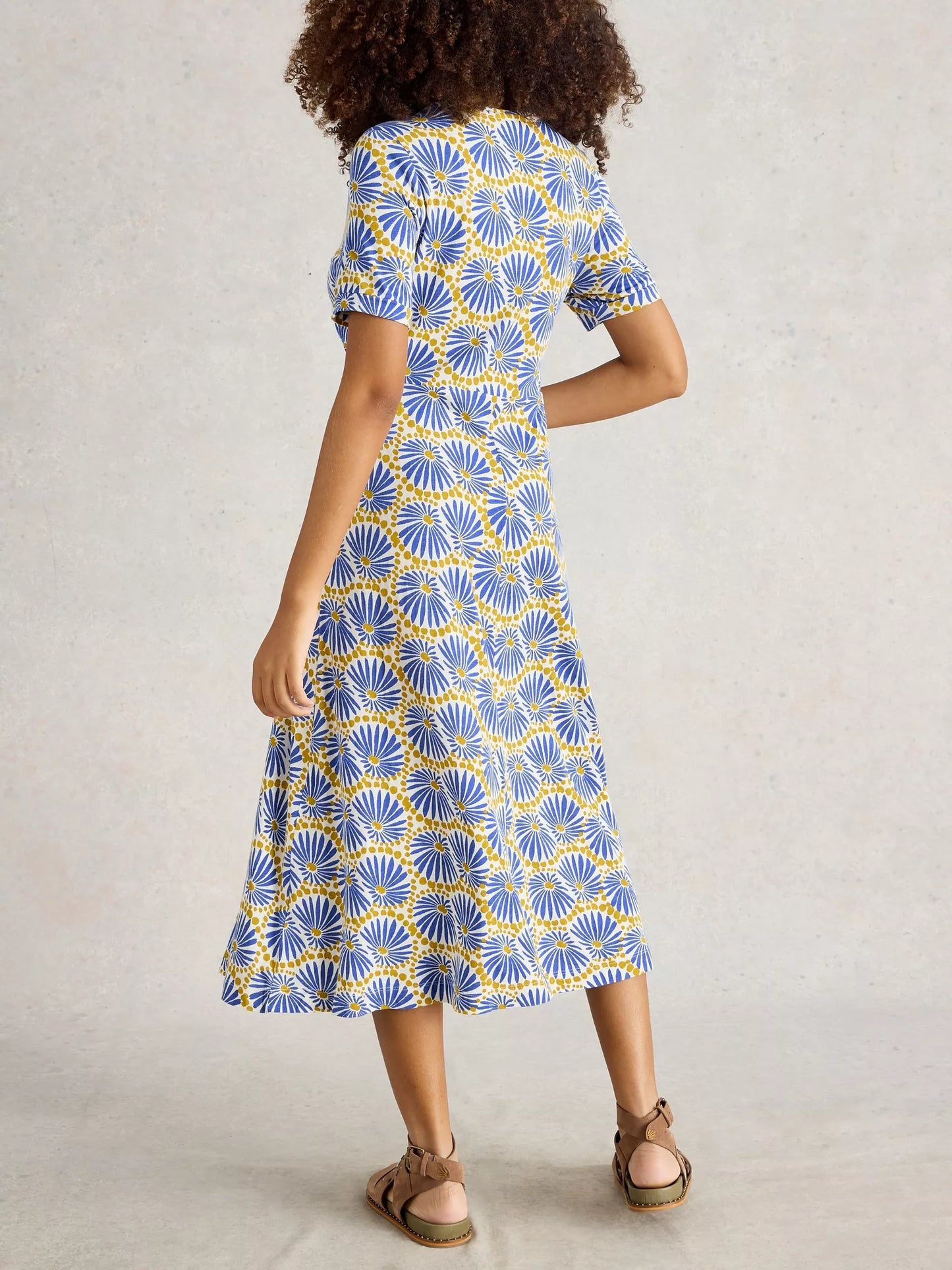 Megan Jersey Midi Dress in Blue Print by White Stuff