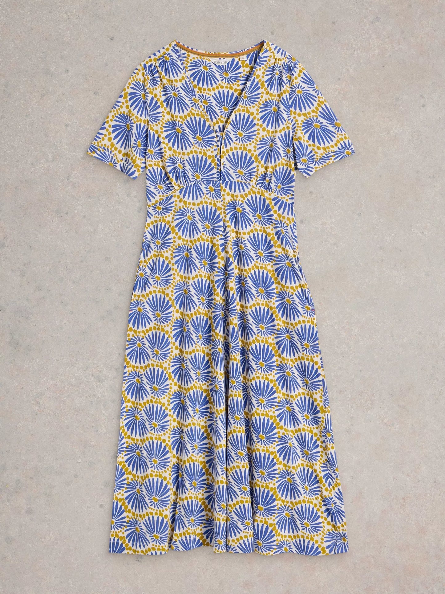 Megan Jersey Midi Dress in Blue Print by White Stuff