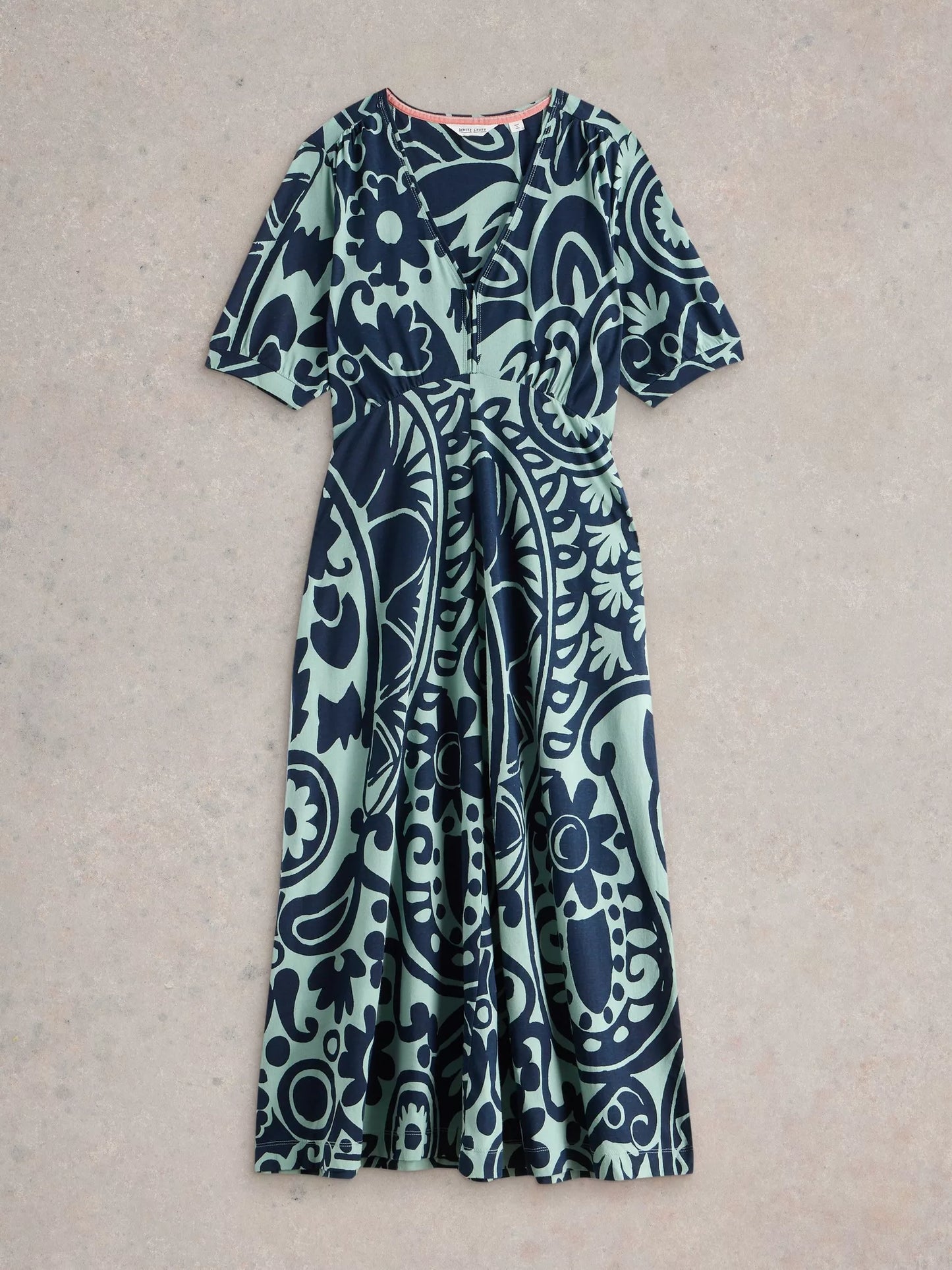 Megan Jersey Midi Dress in Green Print by White Stuff
