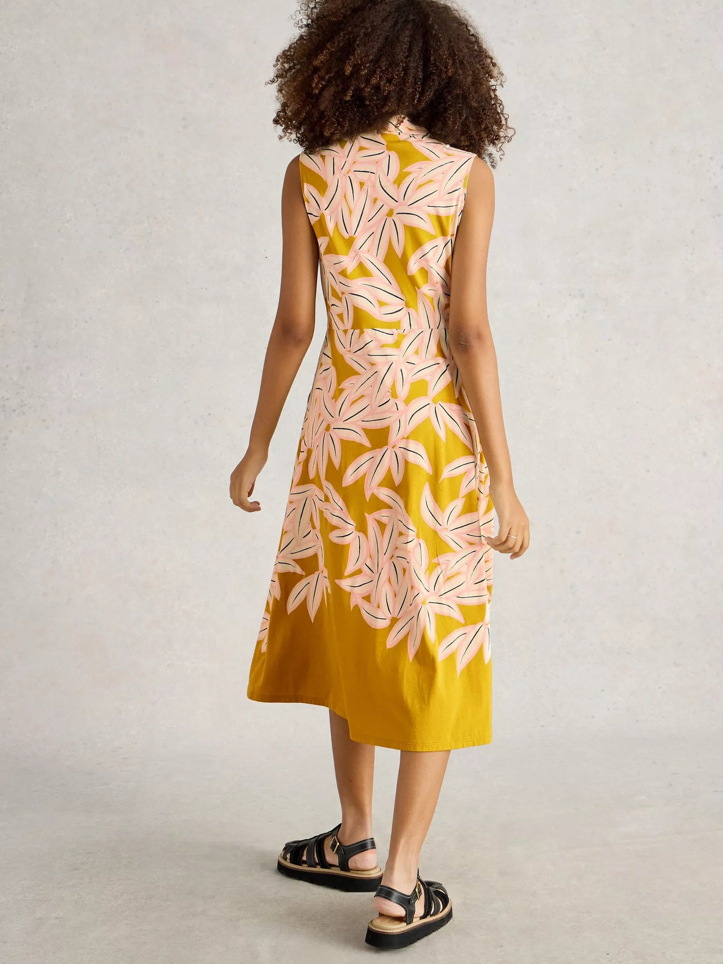 Rua Jersey Sleeveless Dress in Yellow Print by White Stuff