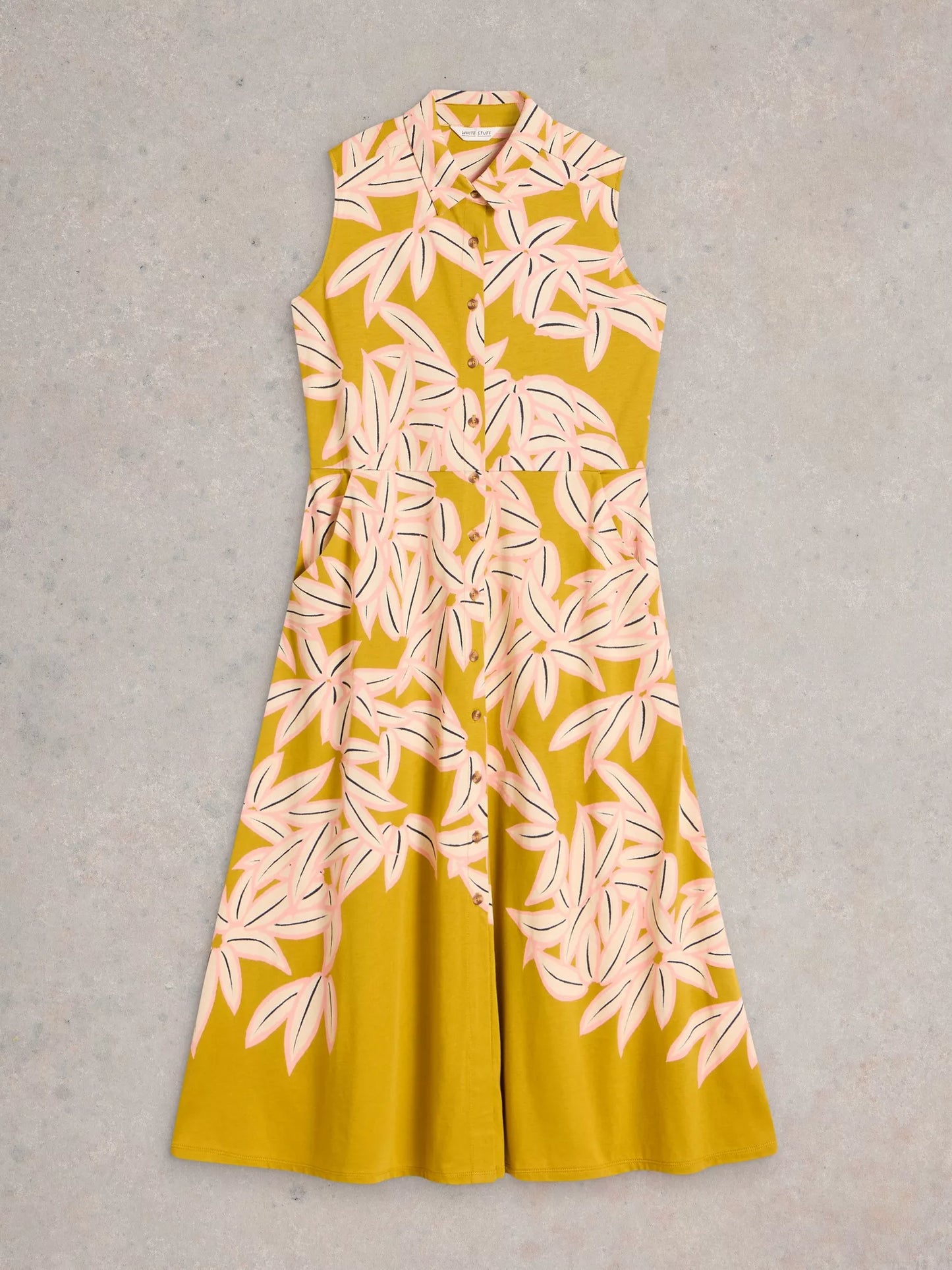 Rua Jersey Sleeveless Dress in Yellow Print by White Stuff