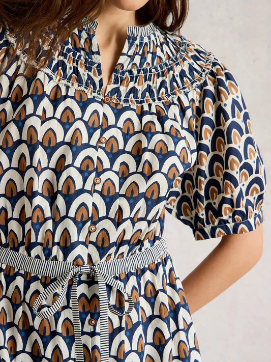 Ariel Tiered Dress in Navy by White Stuff