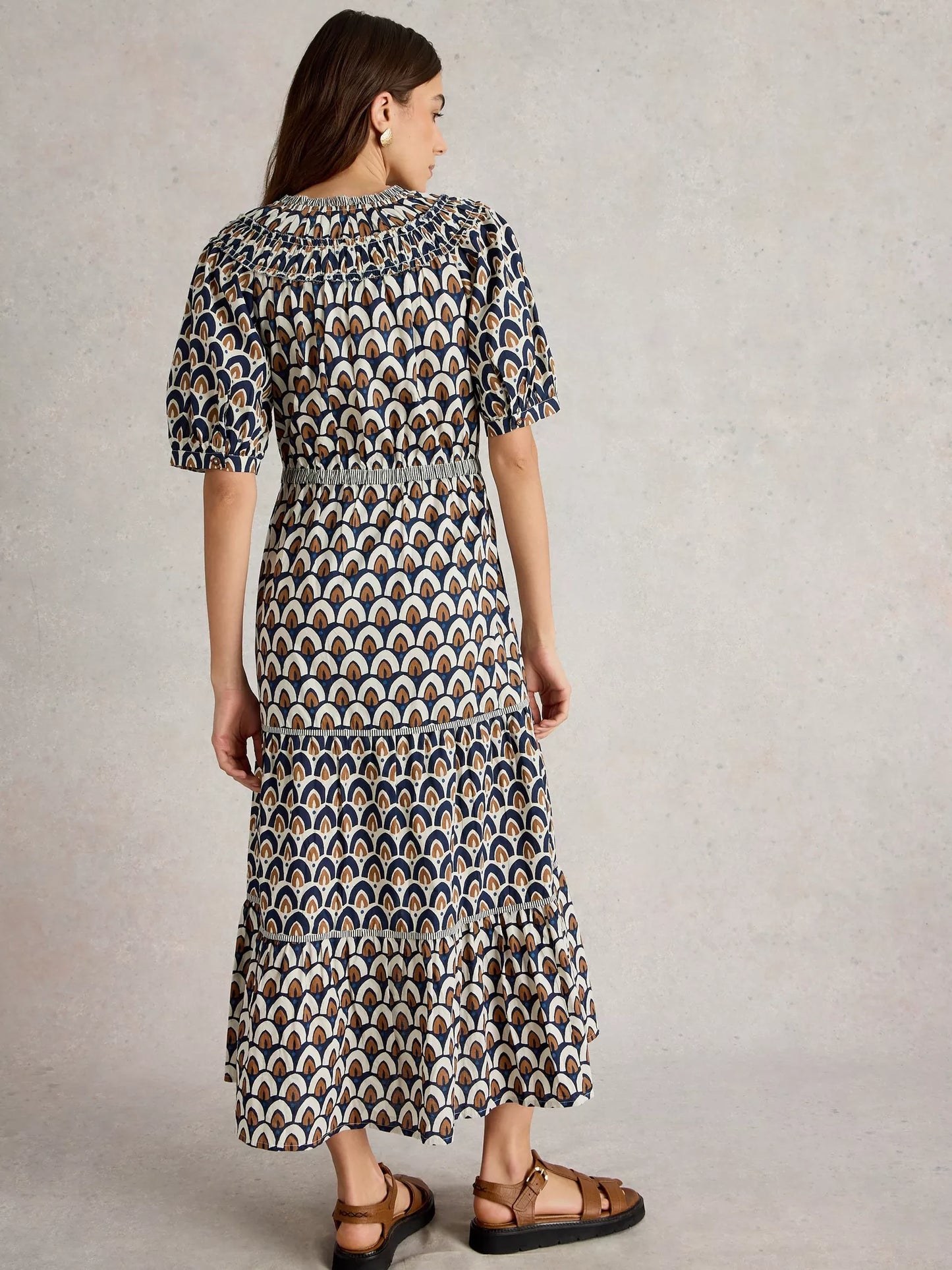 Ariel Tiered Dress in Navy by White Stuff