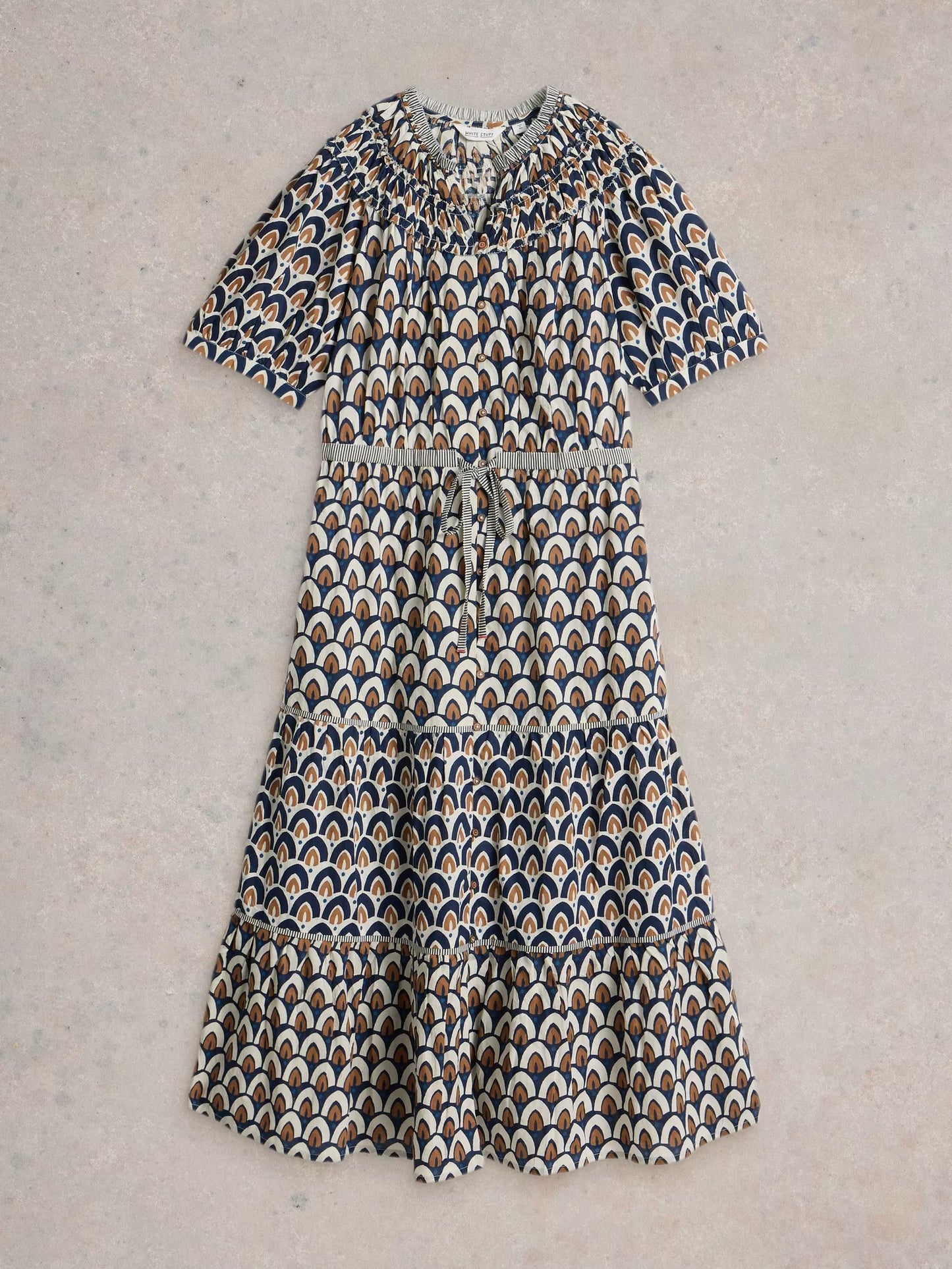 Ariel Tiered Dress in Navy by White Stuff