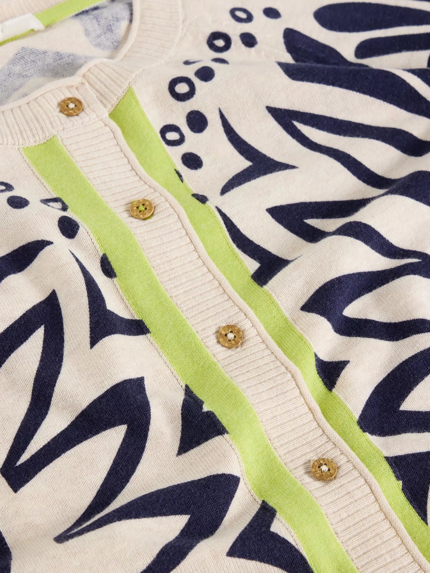 Lulu Printed Cardigan Ivory in Navy Print by White Stuff