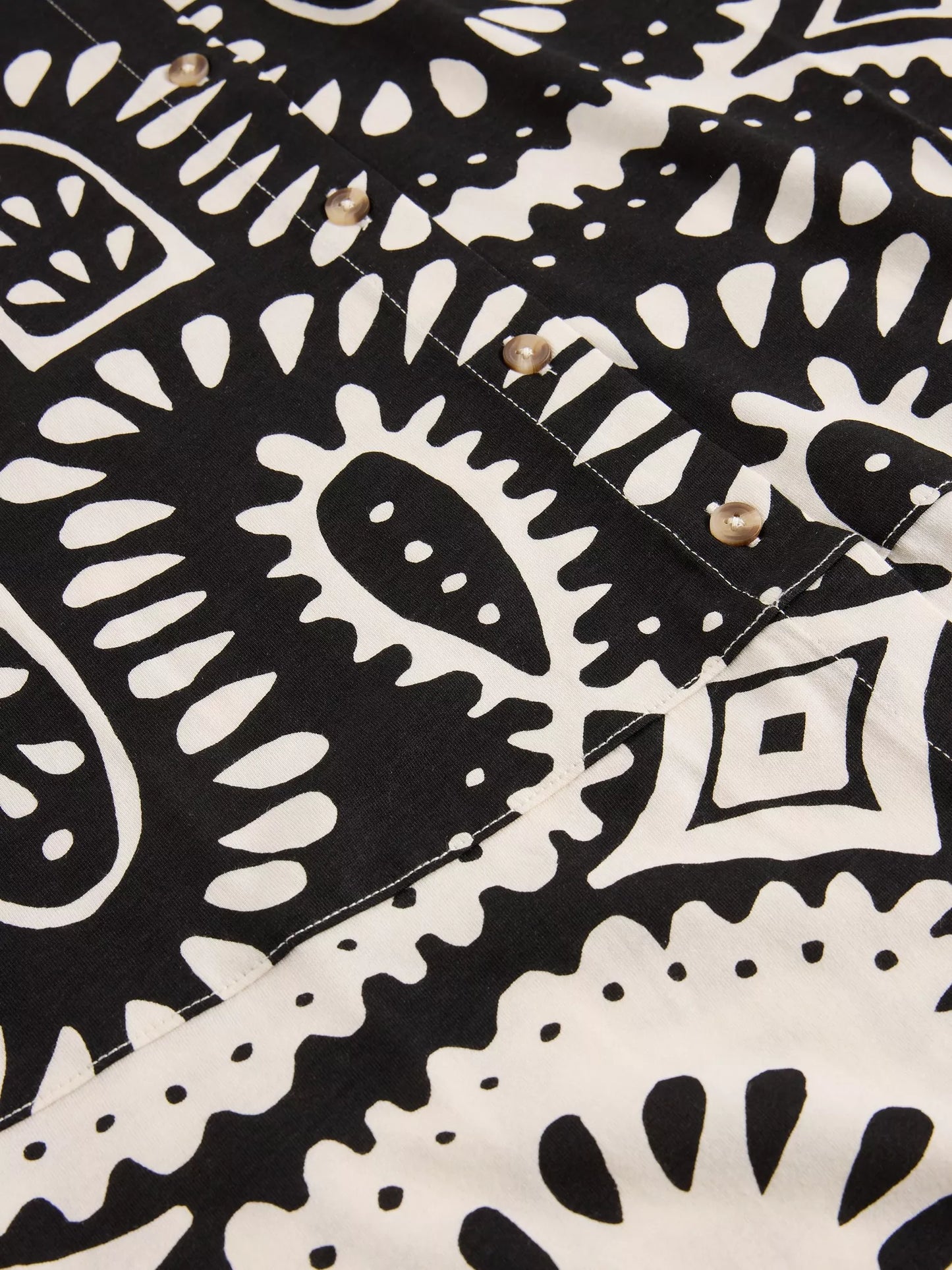 Rua Jersey Midi Dress in Black & White Print by White Stuff