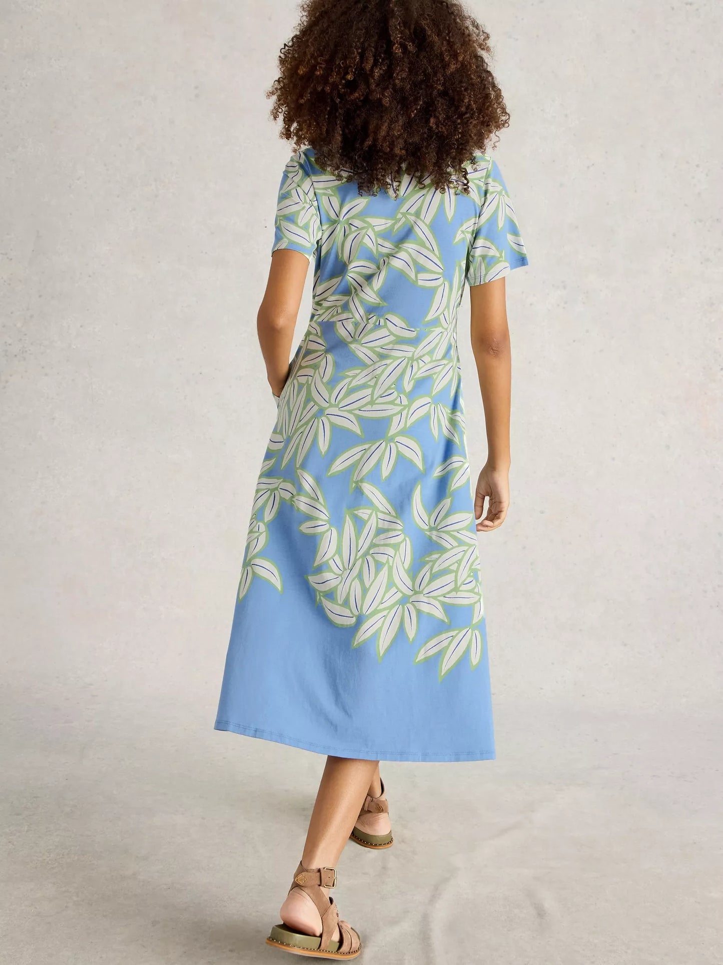 Rua Jersey Midi Dress in Blue Print by White Stuff