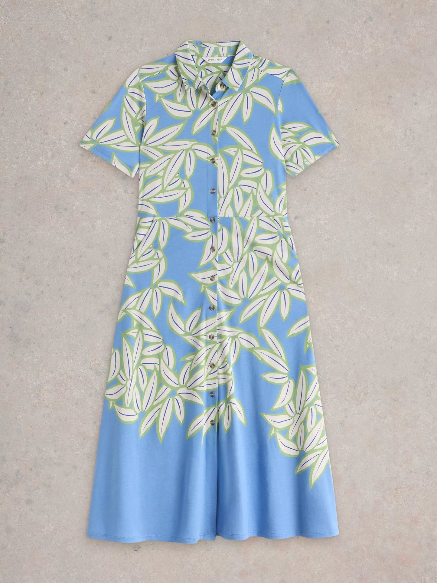 Rua Jersey Midi Dress in Blue Print by White Stuff
