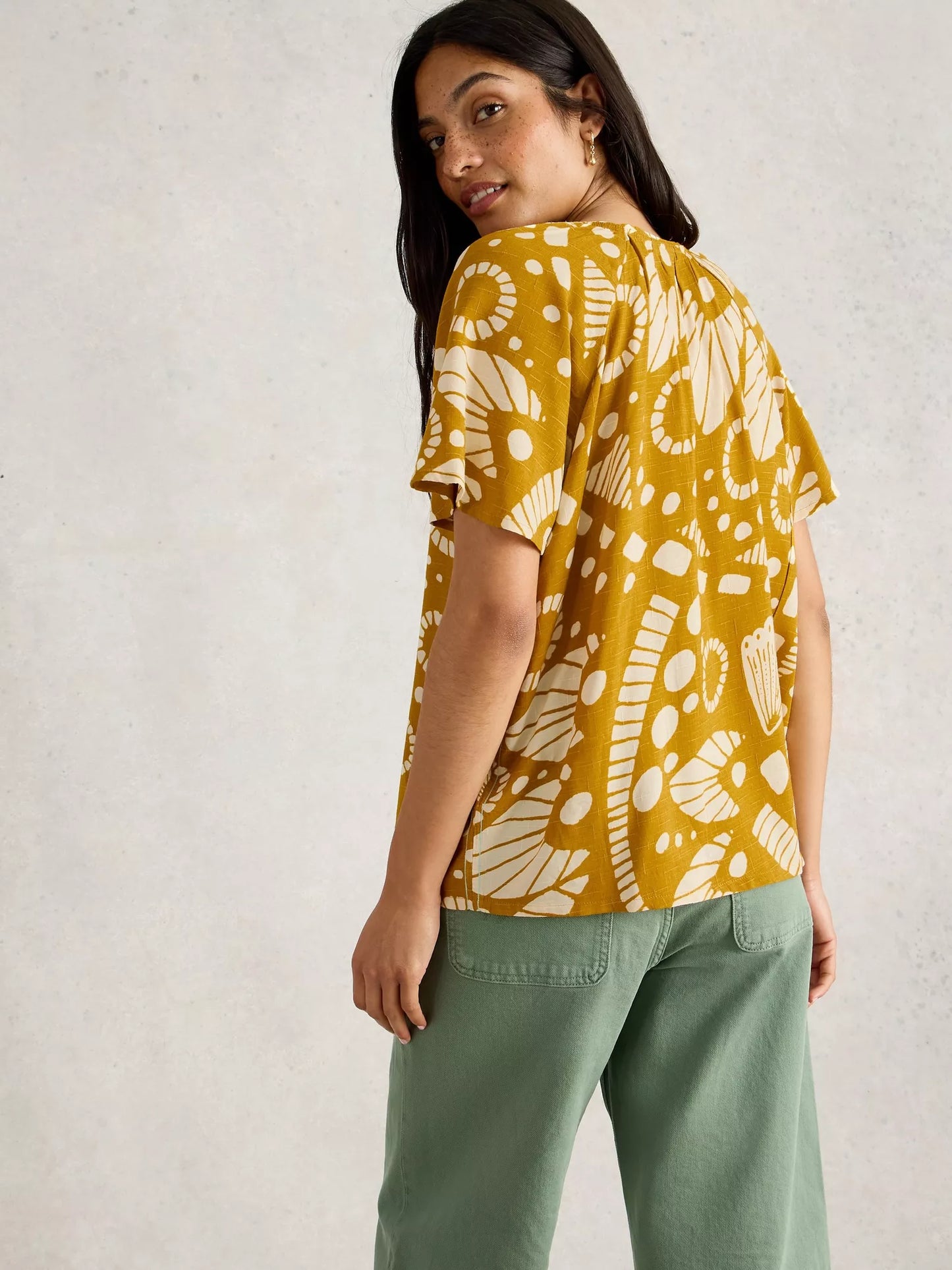Imogen Top in Yellow Print by White Stuff