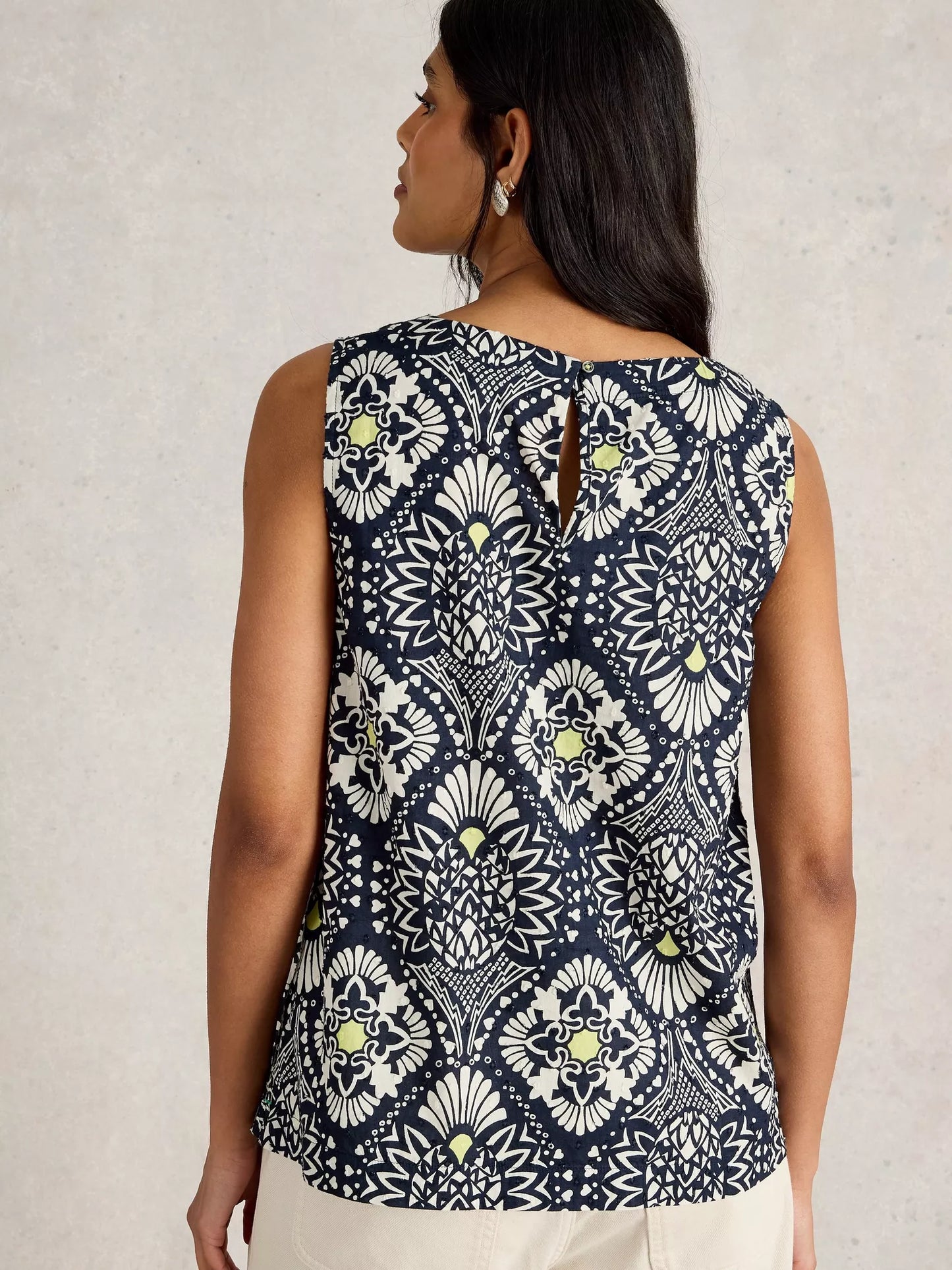 Paradise sleeveless top in Blue by White Stuff