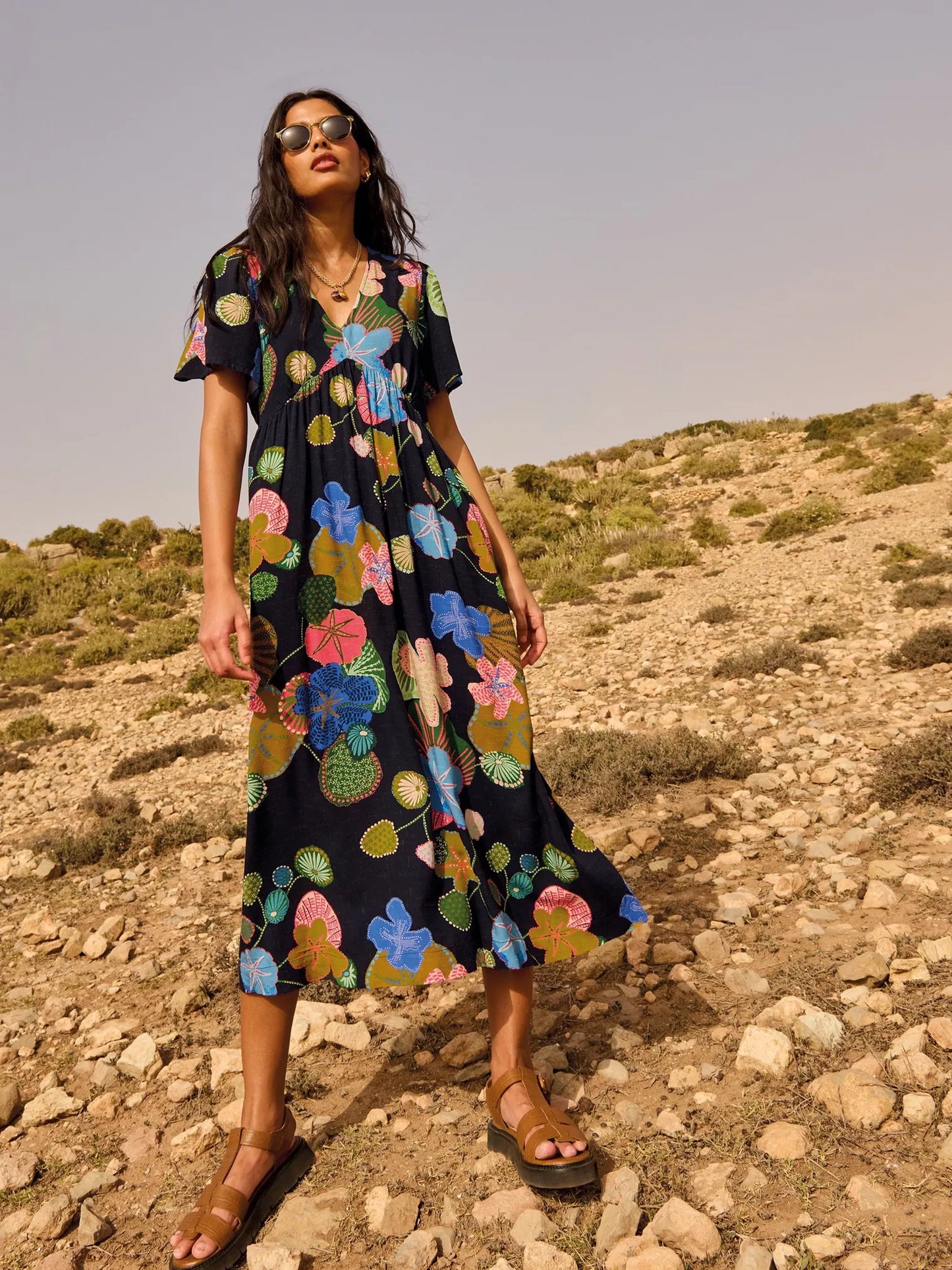 Lucy Floral Midi Dress in Navy by White Stuff