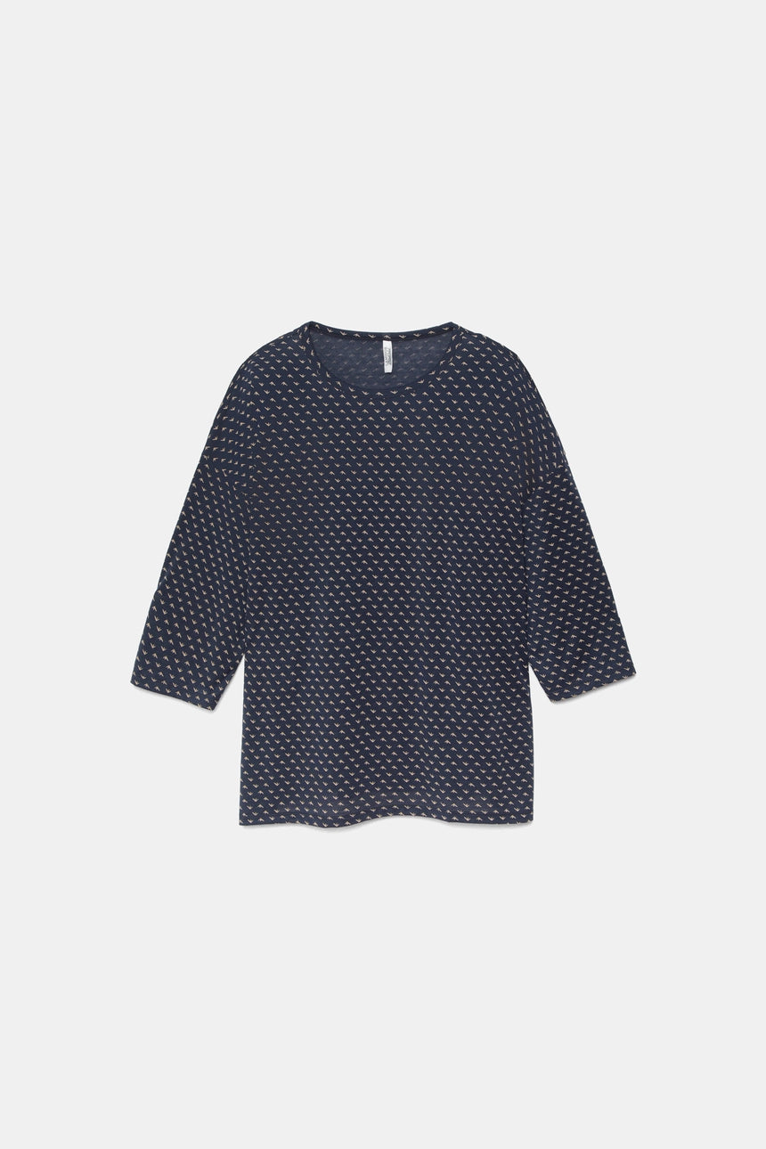 Printed Loose-fit Blouse in Blue marine by LANIDOR