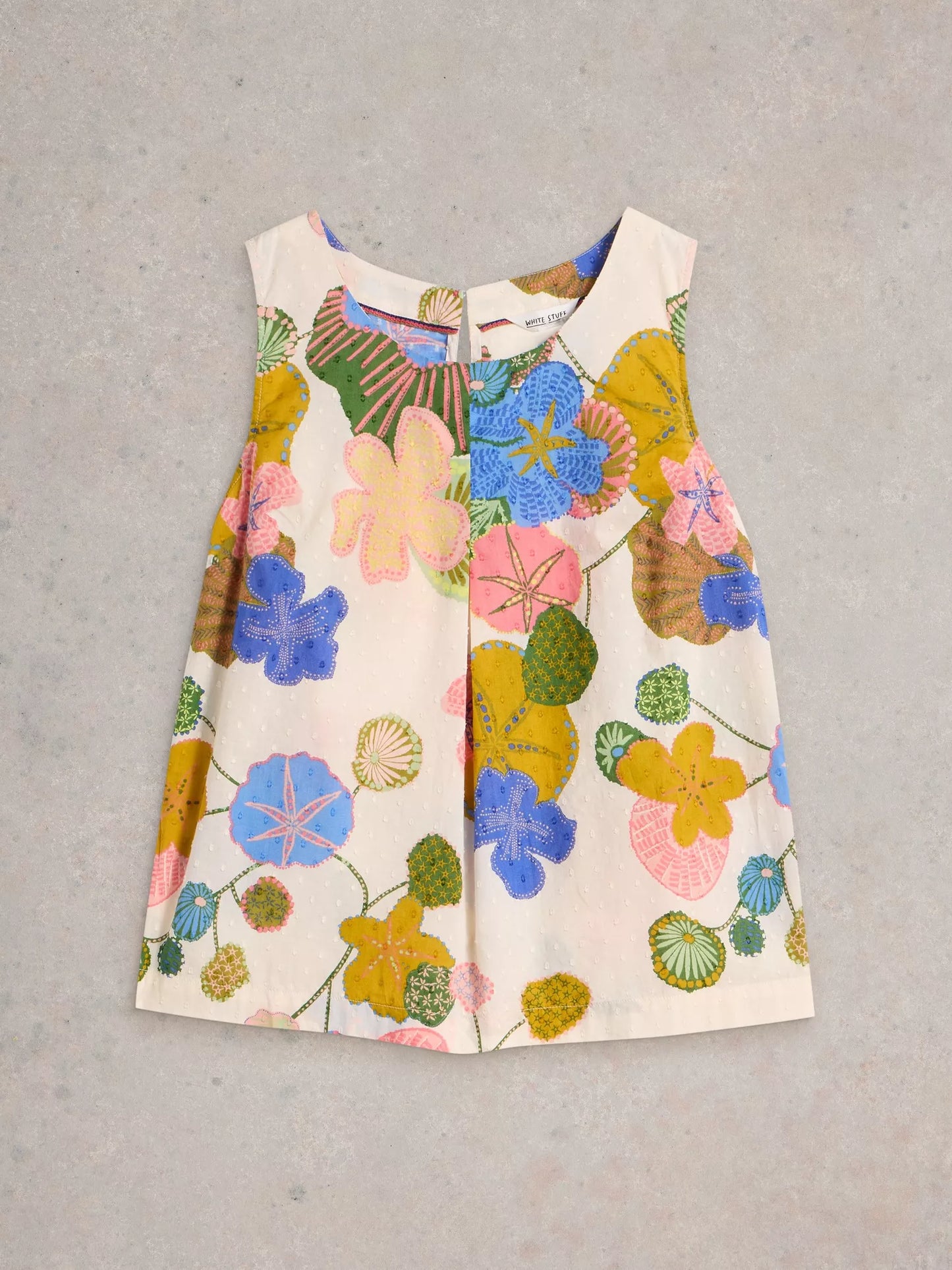 Paradise sleeveless top in Yellow Print by White Stuff