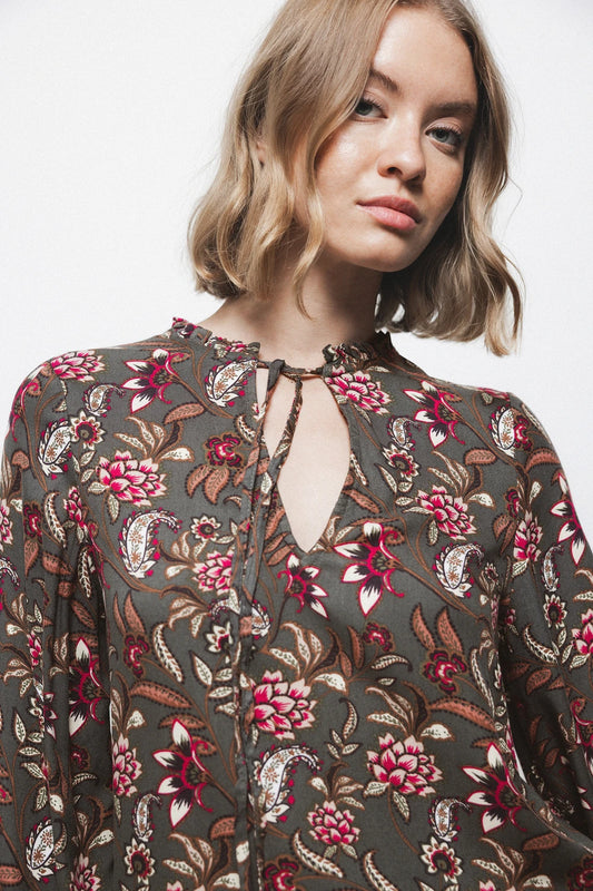 Floral Print Blouse in Anthracite by LANIDOR