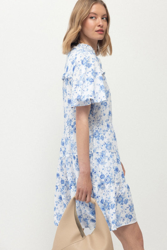 Floral Print Ruffle Short Dress