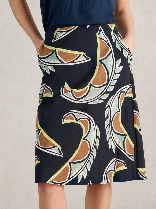 Nell Reversible Skirt in Red / BLue prits by White Stuff