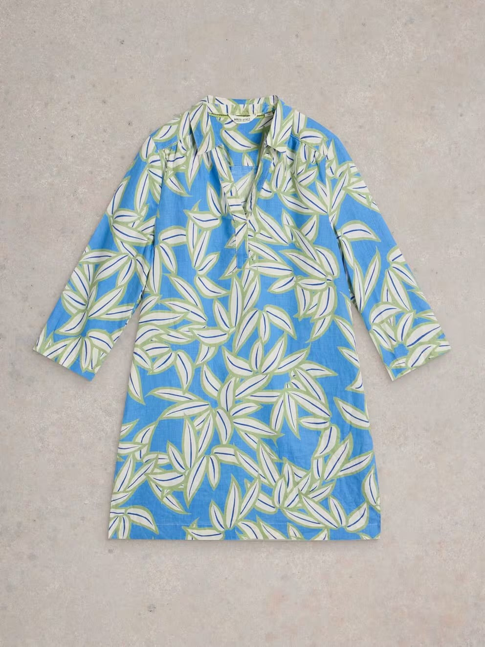 Blake Linen Tunic in Blue Print by White Stuff