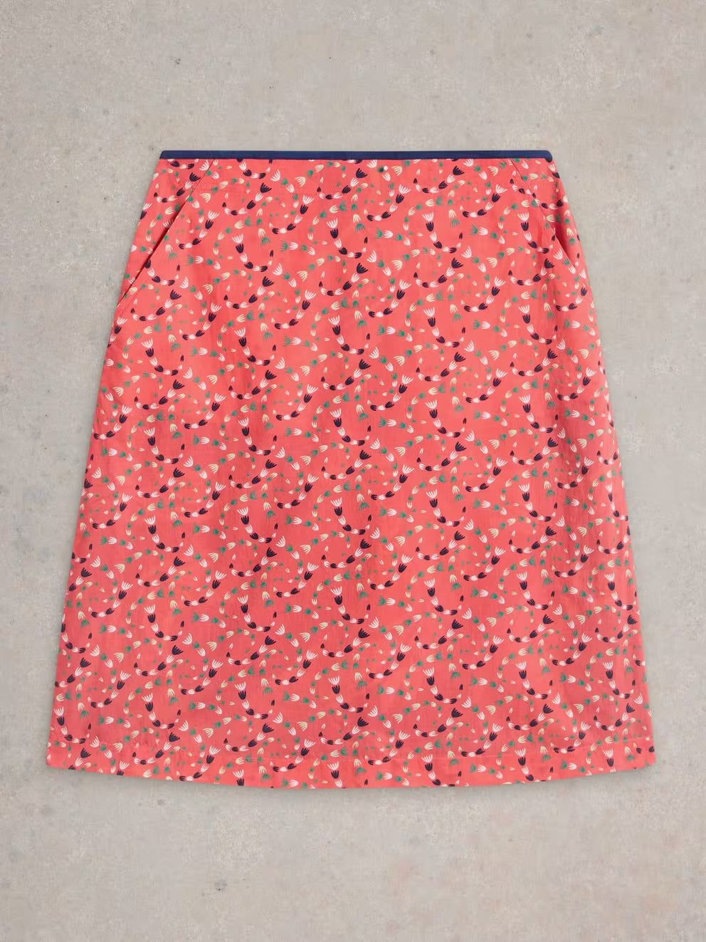 Nell Reversible Skirt in Red / BLue prits by White Stuff