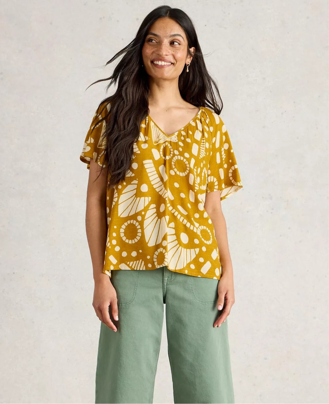 Imogen Top in Yellow Print by White Stuff