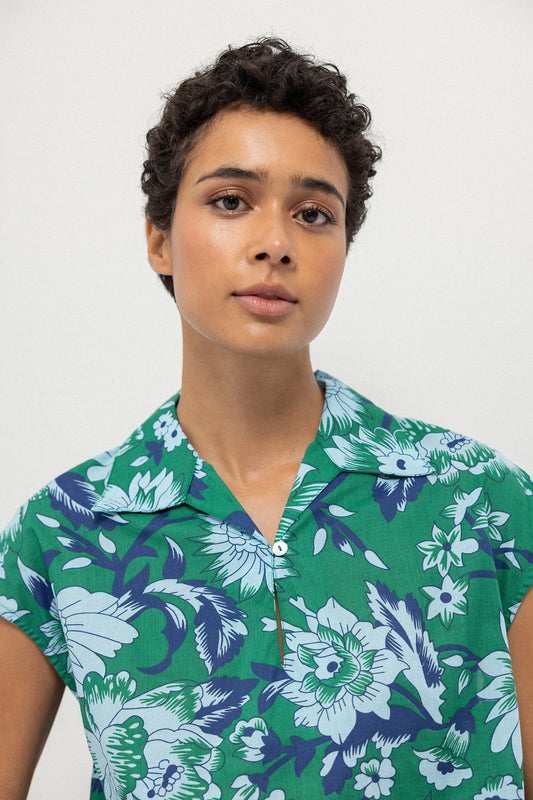 Canapi Printed Green Blouse
