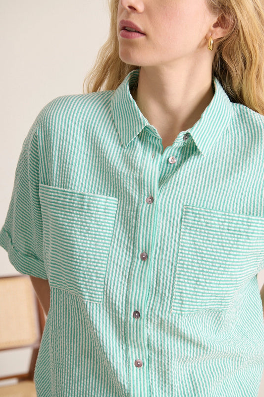 Vernon Striped Crop Shirt in Green