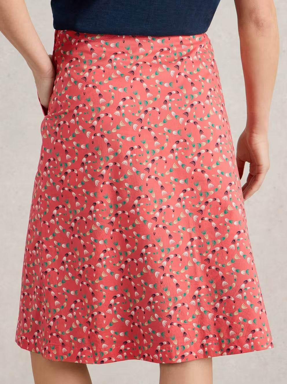 Nell Reversible Skirt in Red / BLue prits by White Stuff