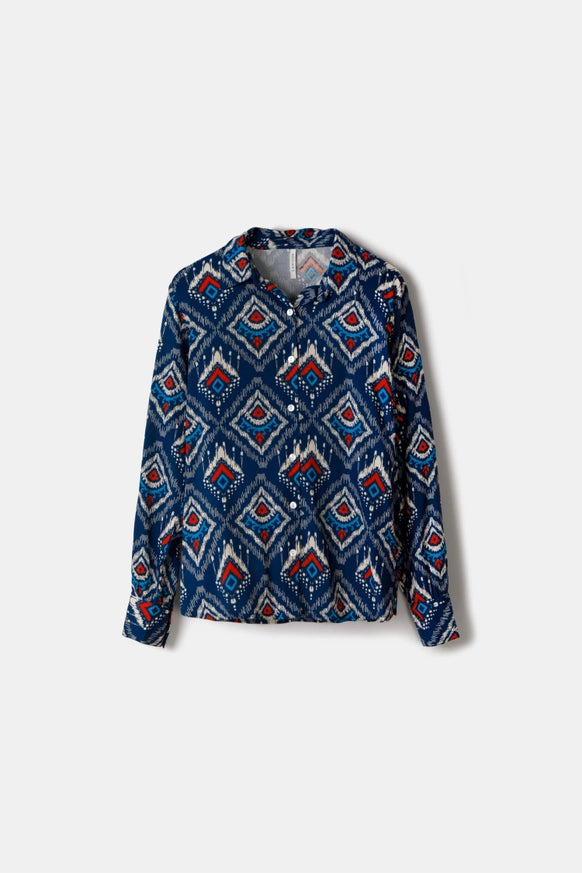 Geometric Print Blue Shirt by LANIDOR