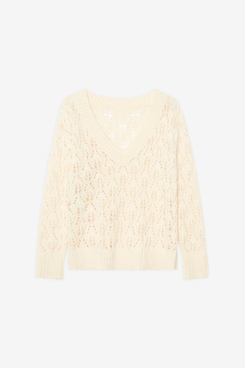 V-neck Knit Pullover in off-white by NUD