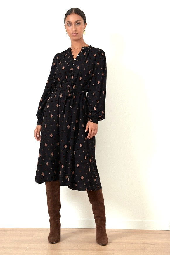 Taylor Midi Dress in Black by GARANCE PARIS