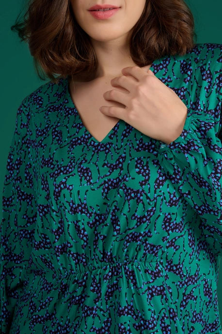 Leo Print Green Dress by MADE IN SENS