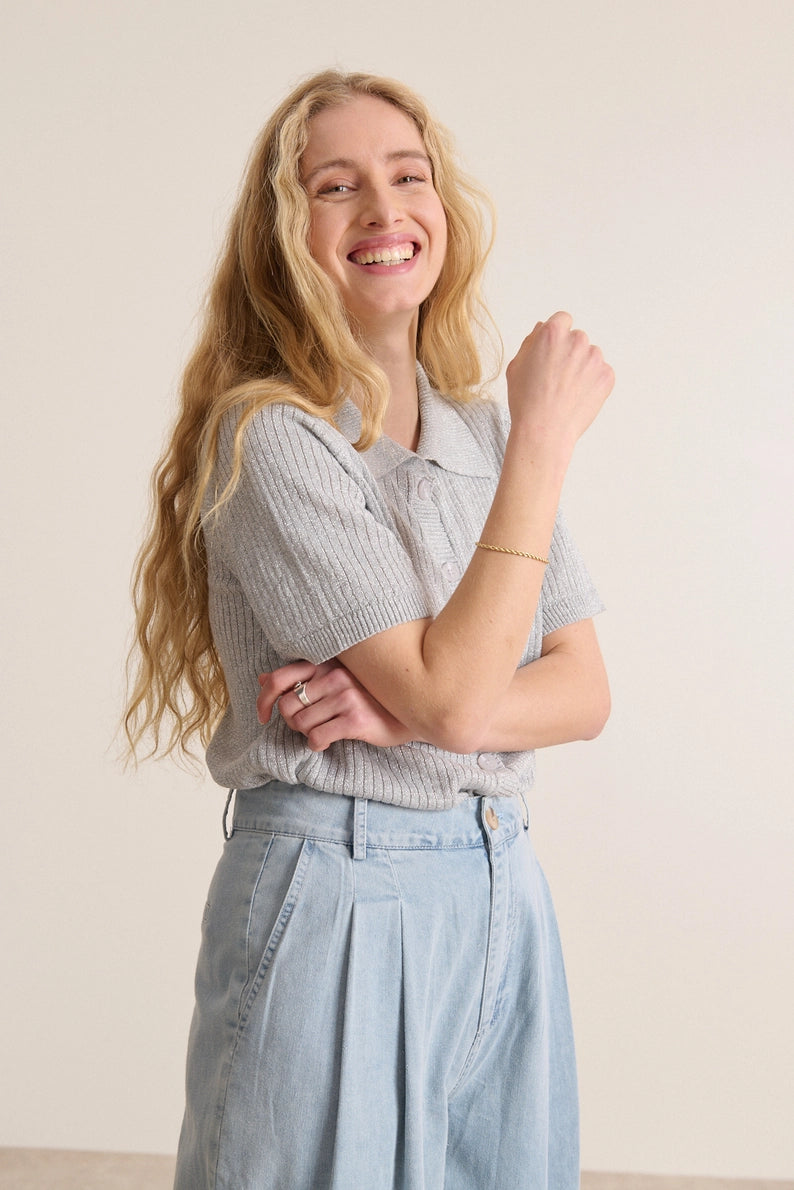 Silas Knit Polo in Grey by Garance Paris