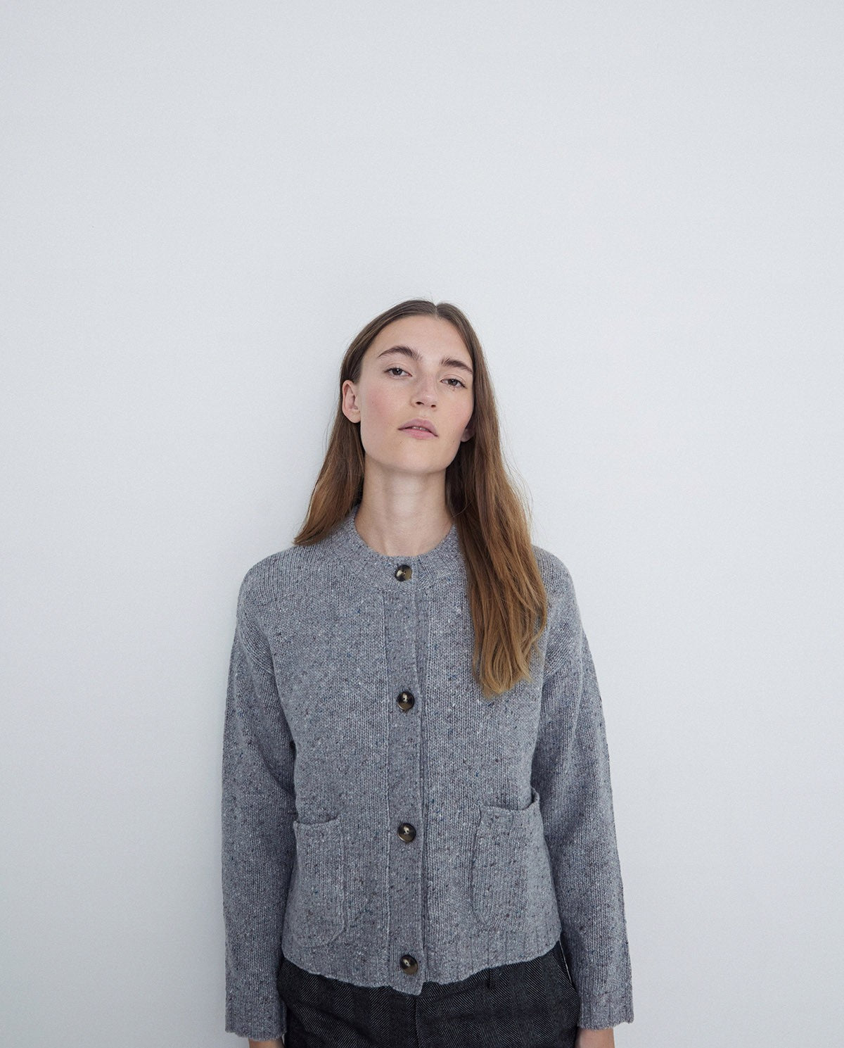 Merino Wool Cardigan in Grey by YERSE