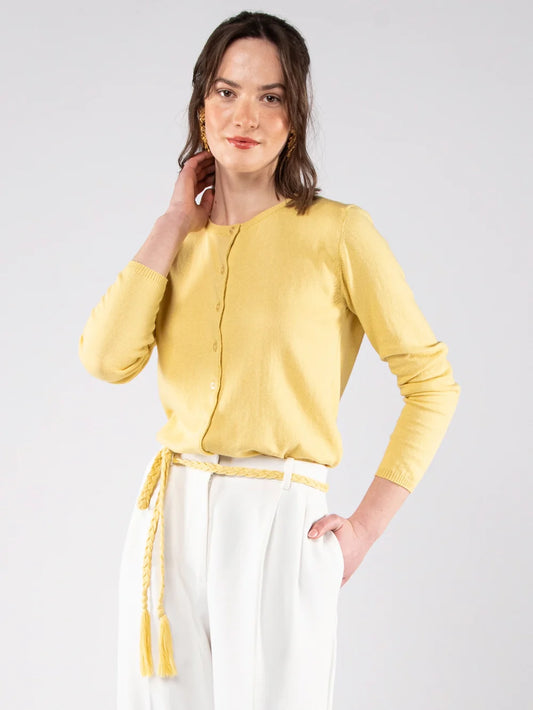Cotton Cardigan in Lemon yellow by achega