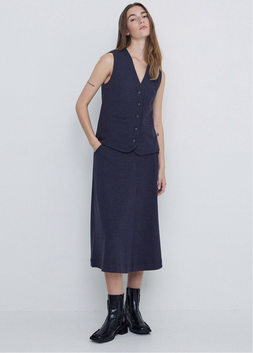 Pleated Skirt in Blue by YERSE