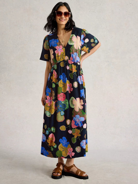 Lucy Floral Midi Dress in Navy by White Stuff