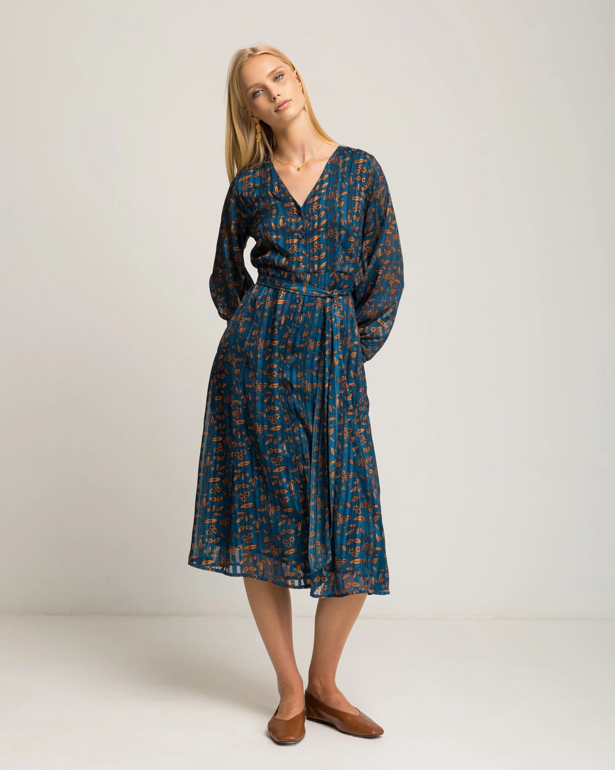 Junia Floral Print Blue Dress by NIZA