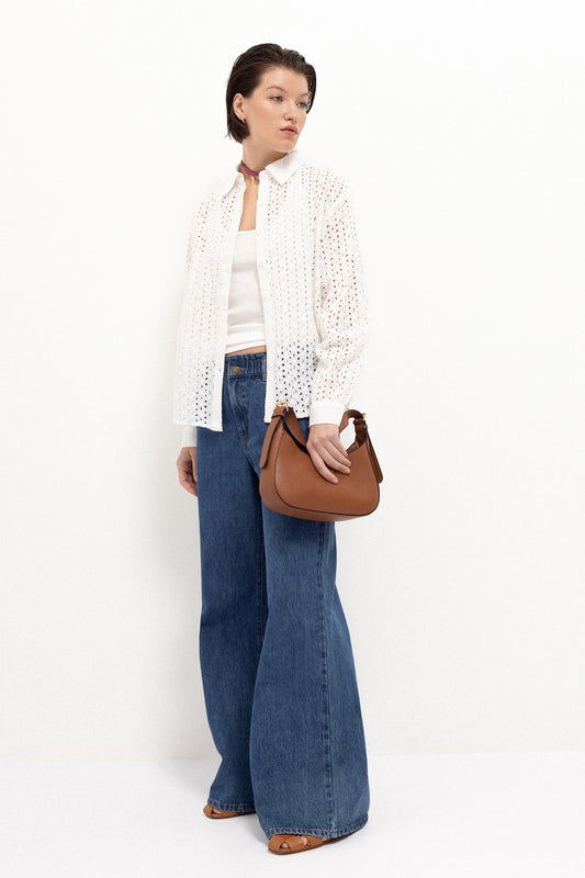 English Embroidery White Shirt by LANIDOR