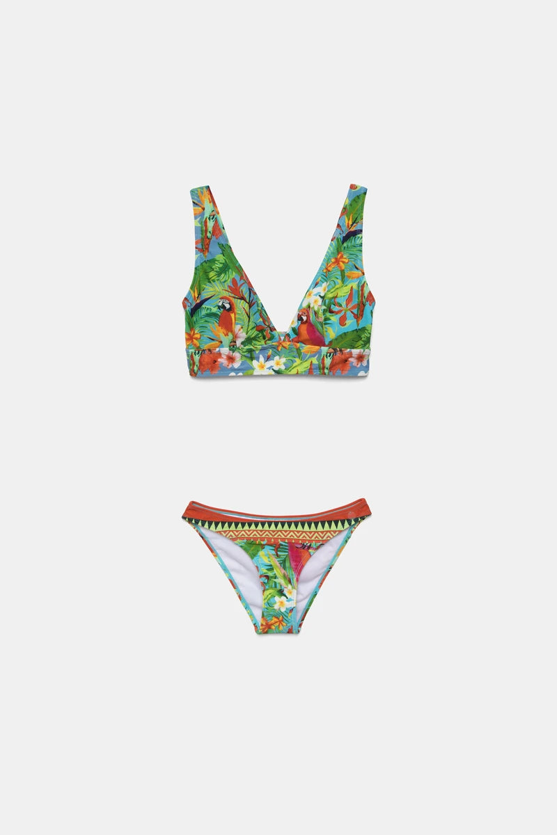 BOURBINCE Bikini Set in Tropical Print