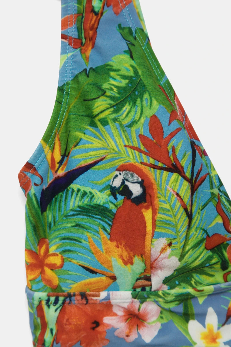 BOURBINCE Bikini Set in Tropical Print